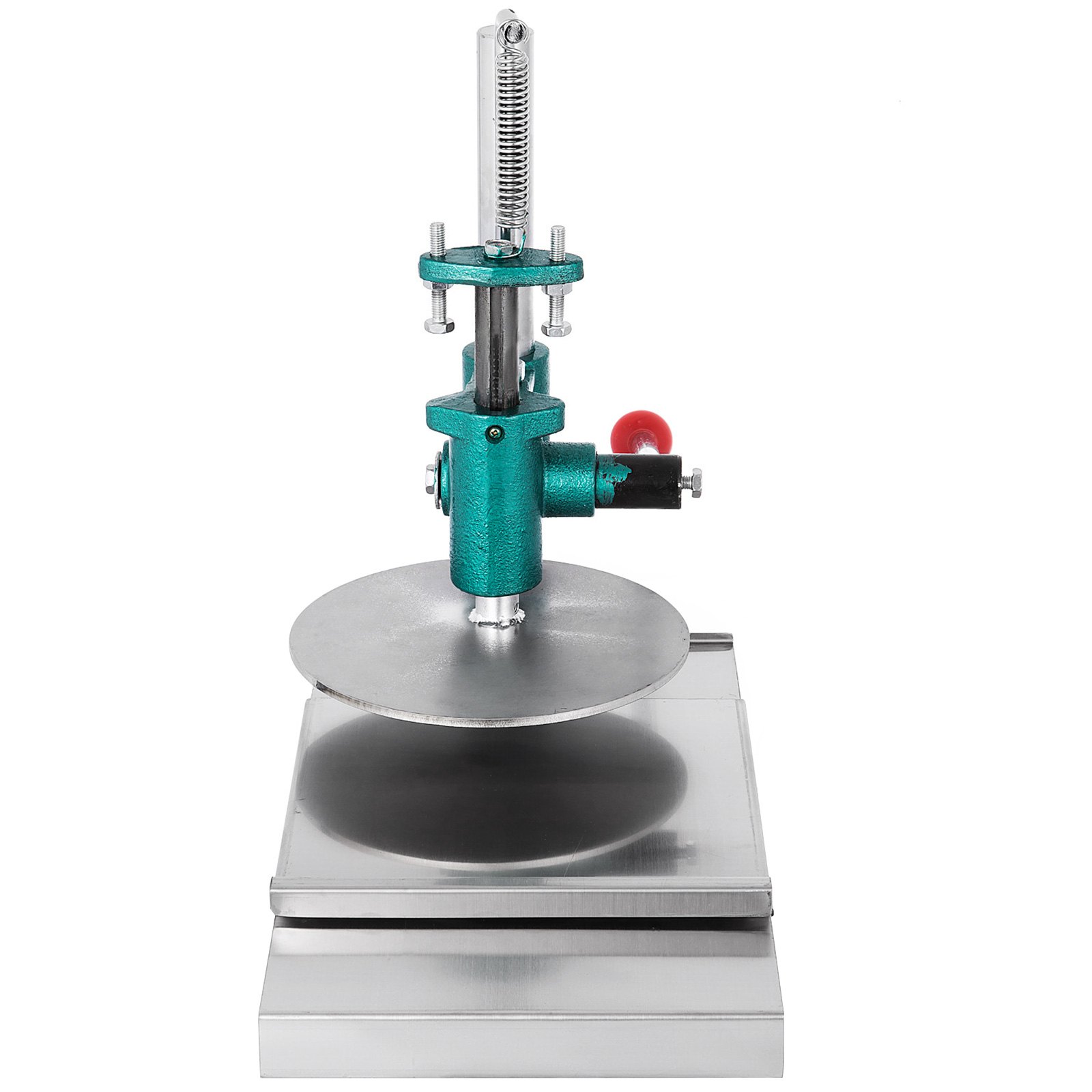 VEVOR dough sheeter with green metal handle and stainless steel base.