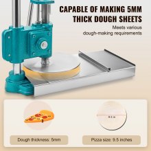 VEVOR kézi pizzatésztanyomó gép, 9,5 hüvelykes/24 cm-es háztartási pizzatészta, rozsdamentes acél pizzanyomó, kereskedelmi Chapati lapos pizzatésztanyomó tányér, állítható magasságú pizzaformázó gép