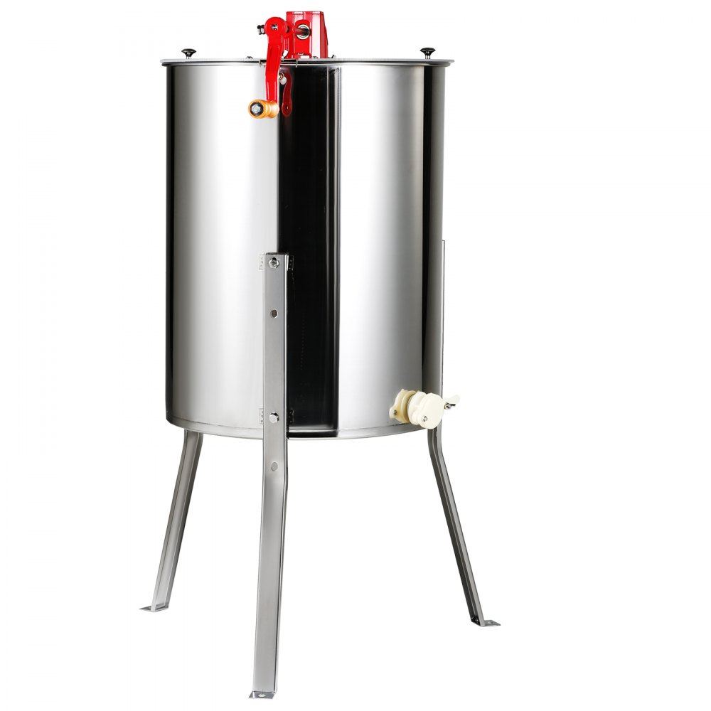 VEVOR Manual Honey Extractor, 4/8 Frames Honey Spinner Extractor, Stainless Steel Beekeeping Extraction, Honeycomb Drum Spinner with Lid, Apiary Centrifuge Equipment with Height Adjustable Stand