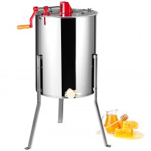 VEVOR Manual Honey Extractor, 4/8 Frames Honey Spinner Extractor, Stainless Steel Beekeeping Extraction, Honeycomb Drum Spinner with Lid, Apiary Centrifuge Equipment with Height Adjustable Stand