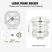 VEVOR Manual Honey Extractor, 4/8 Frames Honey Spinner Extractor, Stainless Steel Beekeeping Extraction, Honeycomb Drum Spinner with Lid, Apiary Centrifuge Equipment with Height Adjustable Stand