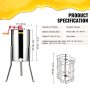 VEVOR honey extractor, stainless steel, 2/4 frame capacity, manual operation, 15&quot;x27.5&quot;x24&quot;.