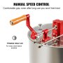 red and silver VEVOR honey extractor featuring a manual speed control with a comfortable grip.