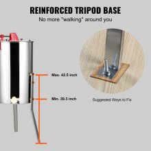 VEVOR Manual Honey Extractor, 2/4 Frames Honey Spinner Extractor, Stainless Steel Beekeeping Extraction, Honeycomb Drum Spinner with Lid, Apiary Centrifuge Equipment with Height Adjustable Stand