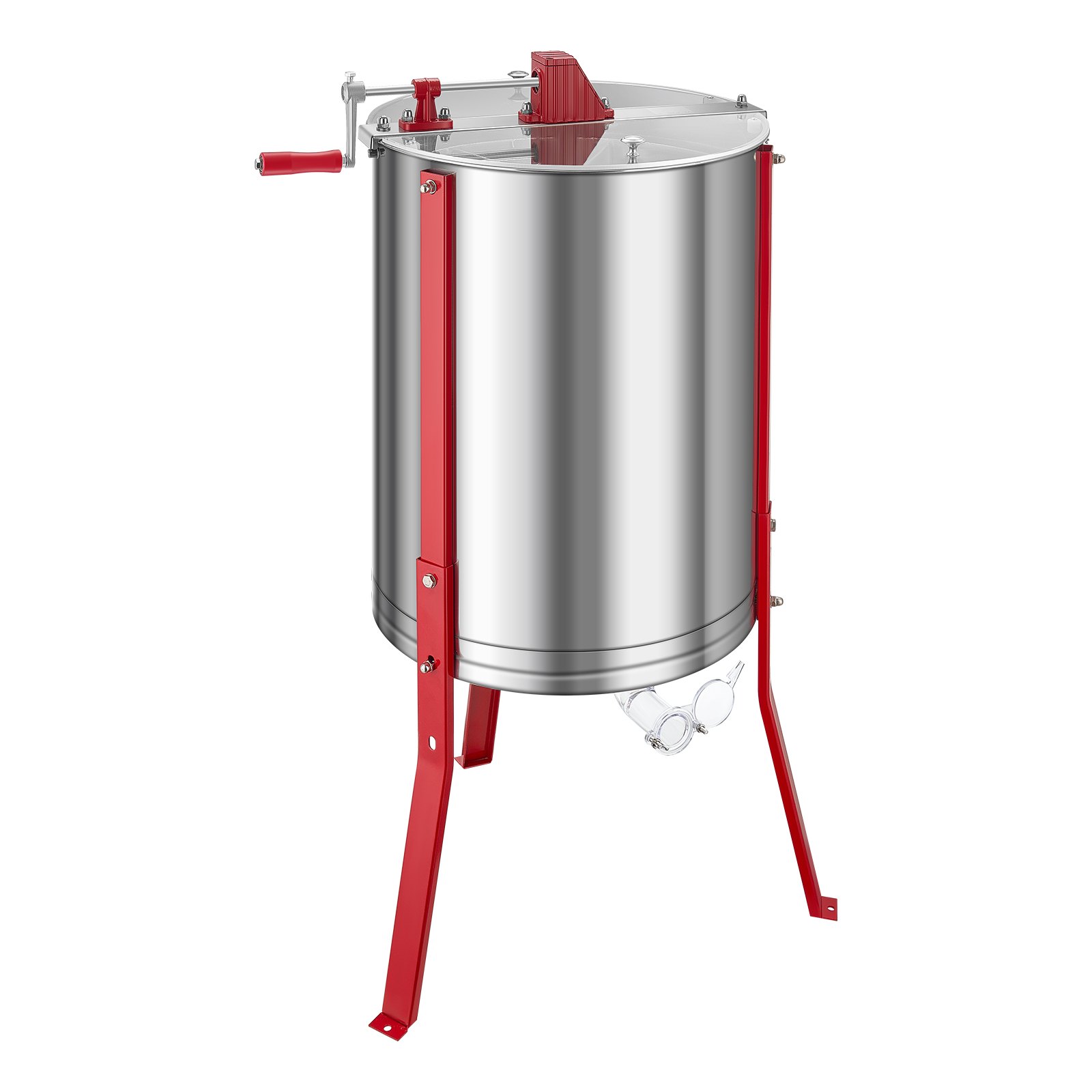 VEVOR Honey Extractor, 6 Frame Manual Honey Spinner with Transparent Lid, Stainless Steel Honeycomb Drum Spinner with Height Adjustable Stand, Honeycomb Extraction Centrifuge Equipment for Beekeeping