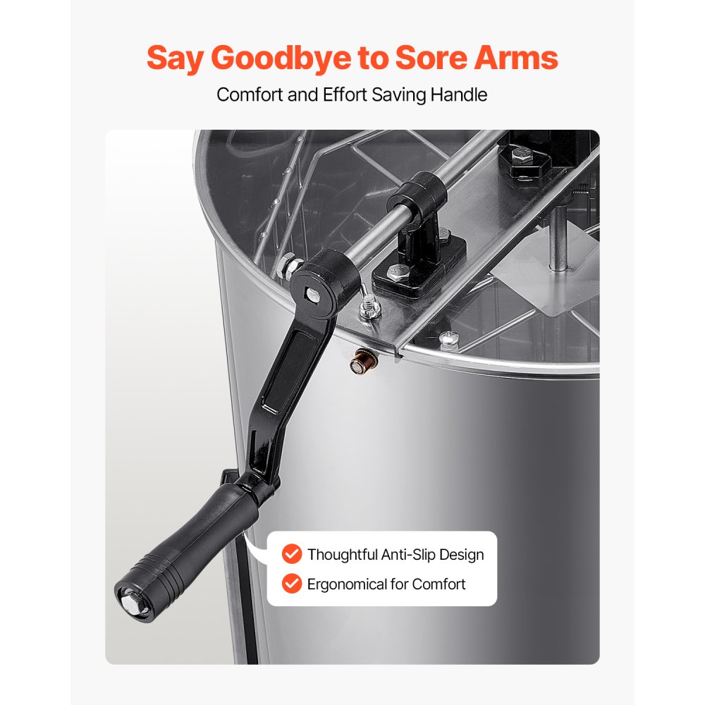 VEVOR Honey Extractor, 4/8 Frame Manual Honey Spinner with Transparent Lid, Stainless Steel Honeycomb Drum Spinner with Height Adjustable Stand, Honeycomb Extraction Equipment for Beekeeping