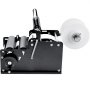 VEVOR manual round labeling machine in black, featuring rollers and a white reel for label dispensing.