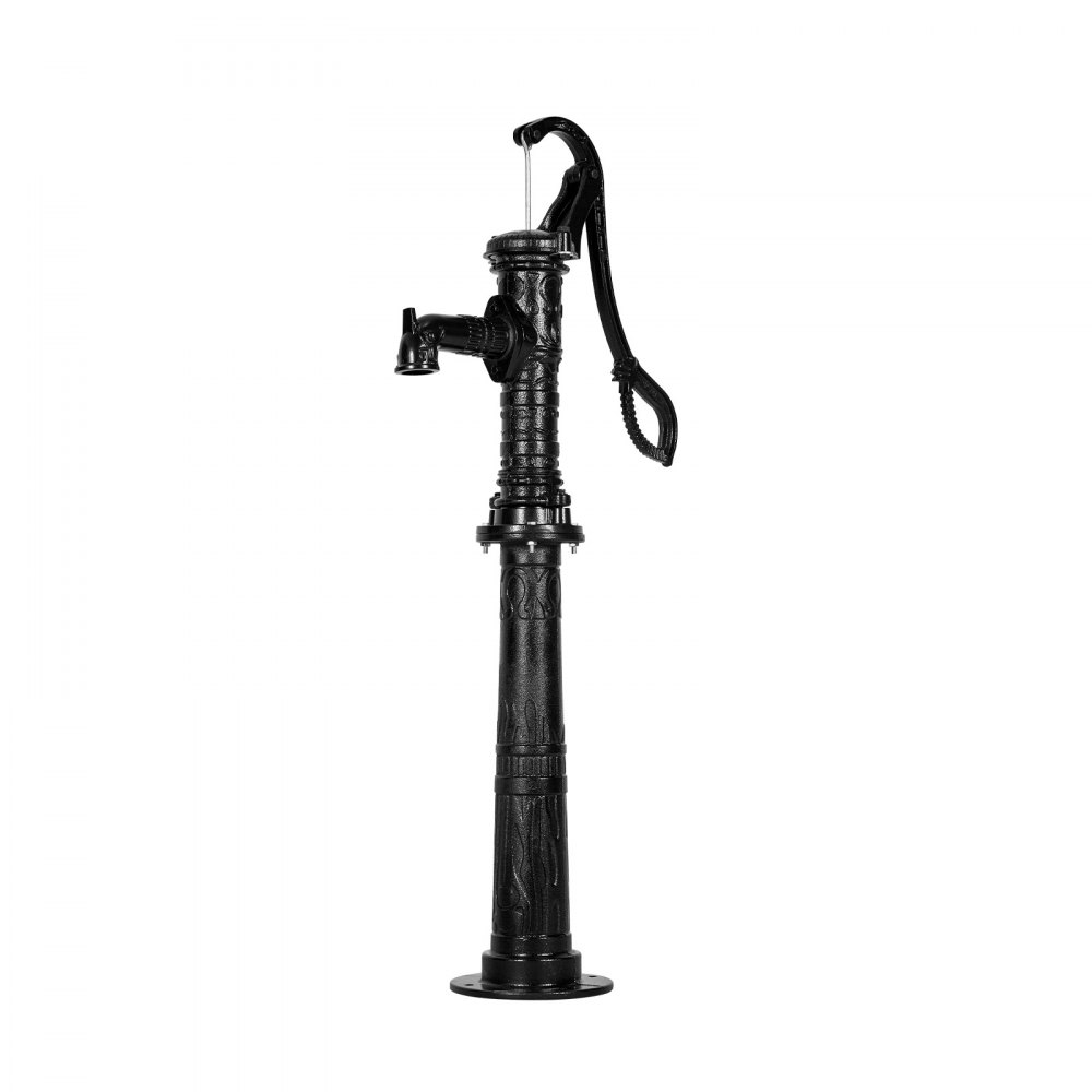 VEVOR Well Hand Pitcher Pump, 20 ft Max Lift, Antique Cast Iron Manual Hand Water Pump with Heightening Base, NPT 1-1/4 in Connection, Easy Installation, for Outdoor Garden, Pond, Yard, Farm, Black