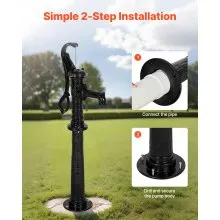 VEVOR Well Hand Pitcher Pump, 20 ft Max Lift, Antique Cast Iron Manual Hand Water Pump with Heightening Base, NPT 1-1/4 in Connection, Easy Installation, for Outdoor Garden, Pond, Yard, Farm, Black