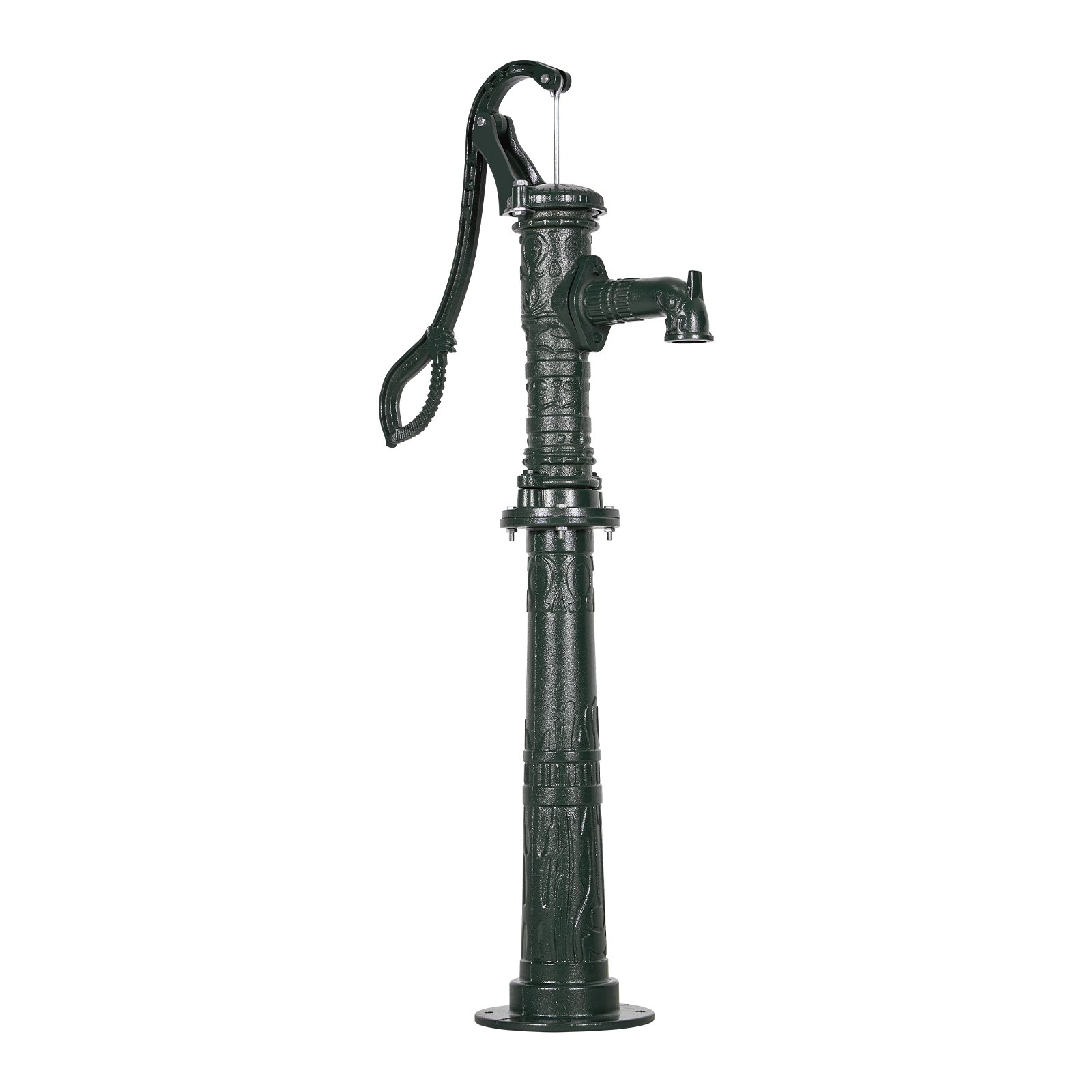 VEVOR Well Hand Pitcher Pump, 20 ft Max Lift, Antique Cast Iron Manual Hand Water Pump with Heightening Base, NPT 1-1/4 in Connection, Easy Installation, for Outdoor Garden, Pond, Yard, Farm, Green