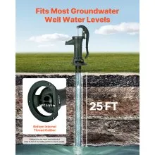 VEVOR Well Hand Pitcher Pump, 25 ft Maximum Lift, Antique Cast Iron Manual Hand Water Pump, NPT 1-1/4 in Connection, Easy Installation, Old Fashioned for Outdoor Garden, Pond, Backyard, Farm, Green
