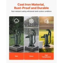 VEVOR Well Hand Pitcher Pump, 25 ft Maximum Lift, Antique Cast Iron Manual Hand Water Pump, NPT 1-1/4 in Connection, Easy Installation, Old Fashioned for Outdoor Garden, Pond, Backyard, Farm, Green