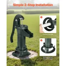 VEVOR Well Hand Pitcher Pump, 25 ft Maximum Lift, Antique Cast Iron Manual Hand Water Pump, NPT 1-1/4 in Connection, Easy Installation, Old Fashioned for Outdoor Garden, Pond, Backyard, Farm, Green