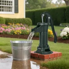 VEVOR Well Hand Pitcher Pump, 25 ft Maximum Lift, Antique Cast Iron Manual Hand Water Pump, NPT 1-1/4 in Connection, Easy Installation, Old Fashioned for Outdoor Garden, Pond, Backyard, Farm, Green