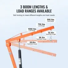 VEVOR Hydraulic Pickup Truck Crane Hoist Crane 1000 lbs 360° Swivel Hoist Lift