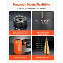 VEVOR Knockout Punch Set, 10 Ton Hydraulic Knockout Set, 1/2" to 2" KO Tool Kit Hole Making Tool, KO Tools Kit W/6 Dies for Metal Electrical Cabinets, Electrical Control Cabinets, Switch Cabinets