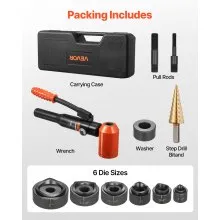 VEVOR Knockout Punch Set, 10 Ton Hydraulic Knockout Set, 1/2" to 2" KO Tool Kit Hole Making Tool, KO Tools Kit W/6 Dies for Metal Electrical Cabinets, Electrical Control Cabinets, Switch Cabinets
