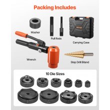 VEVOR Knockout Punch Set, 15 Ton Hydraulic Knockout Set, 1/2" to 4" KO Tool Kit Hole Making Tool, KO Tools Kit W/10 Dies for Metal Electrical Cabinets, Electrical Control Cabinets, Switch Cabinets
