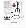 VEVOR 2 in 1 Punching Bag Stand, Steel Heavy Duty Workout Equipment, Adjustable Height Boxing Punching Bag and Speed Bag Stand, Freestanding Sandbag Rack, Holds Up to 140 lbs, for Home Gym Fitness