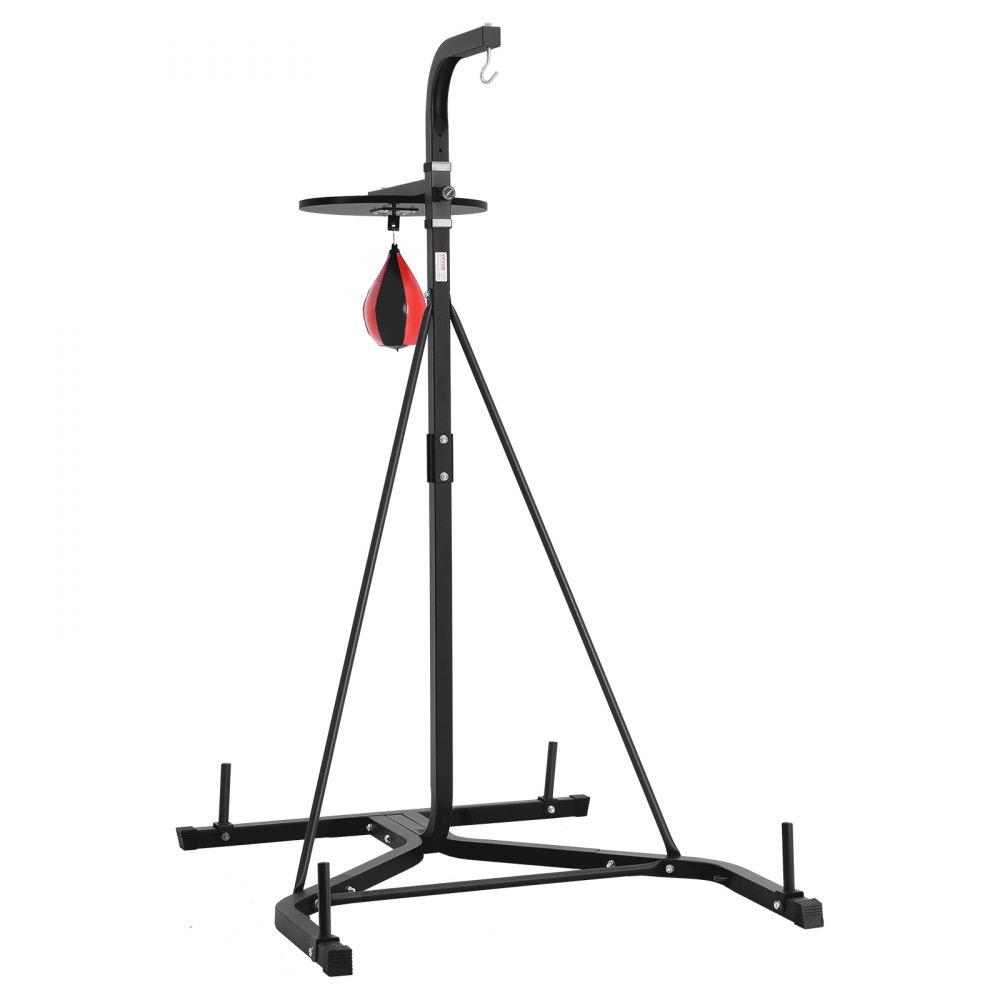 VEVOR 2 in 1 Punching Bag Stand, Steel Heavy Duty Workout Equipment, Adjustable Height Boxing Punching Bag and Speed Bag Stand, Freestanding Sandbag Rack, Holds Up to 140 lbs, for Home Gym Fitness