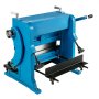 blue VEVOR sheet metal brake with adjustable handles and sturdy construction.