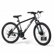 VEVOR Mountain Bike for Men and Women 26 inch Outdoor Bicycle 21 Speeds, Adult Bikes, Front Suspension, Adjustable Saddle, All-Terrain Tires, Aluminum Alloy Frame, Dual Disc Brake, Pre-Assembled