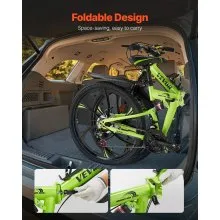 VEVOR 26" Folding Mountain Bike MTB Bicycle 21 Speed Full Suspension Disc Brakes