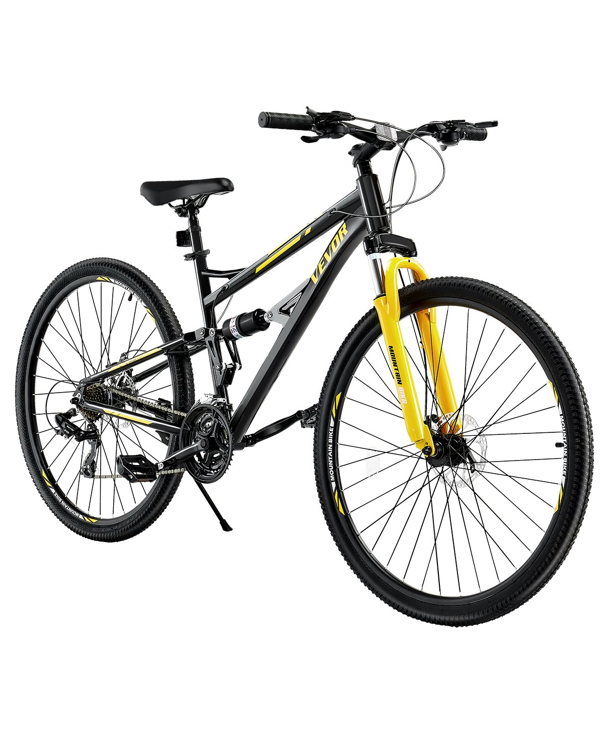 VEVOR Mountain Bike, 29 inch MTB Bicycle with Full Dual Suspension, 24 Speeds Twist Shifting, Comfort Saddle, Dual Disc Brakes, Aluminum Alloy Frame, Adult Sport Cycling Bicycle for Men Women Trail Snow