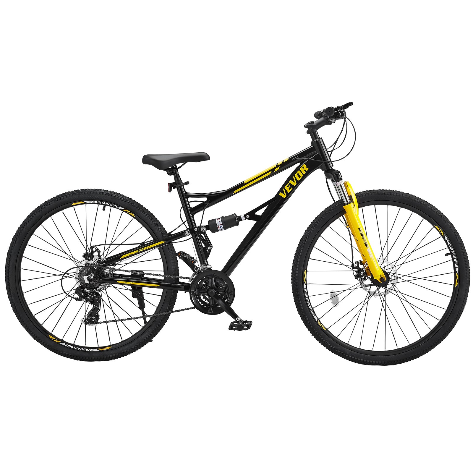 VEVOR Mountain Bike, 29 inch MTB Bicycle with Full Dual Suspension, 24 Speeds Twist Shifting, Comfort Saddle, Dual Disc Brakes, Aluminum Alloy Frame, Adult Sport Cycling Bicycle for Men Women Trail Snow