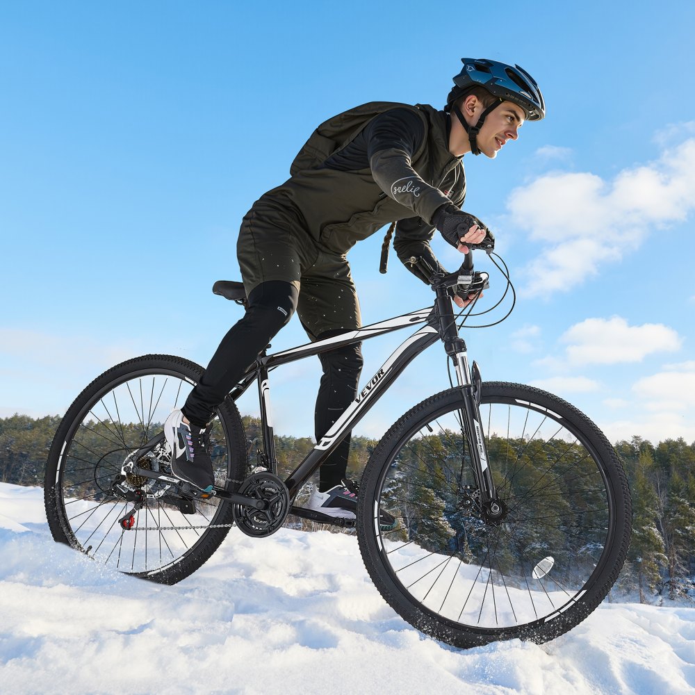 VEVOR Mountain Bike, 29 inch MTB Bicycle with Front Suspension, 21 Speeds SHIMANO Twist Shifting, Comfort Saddle, Dual Disc Brakes, Aluminum Alloy Frame, Adult Sport Cycling Bicycle for Men Women Trail Snow
