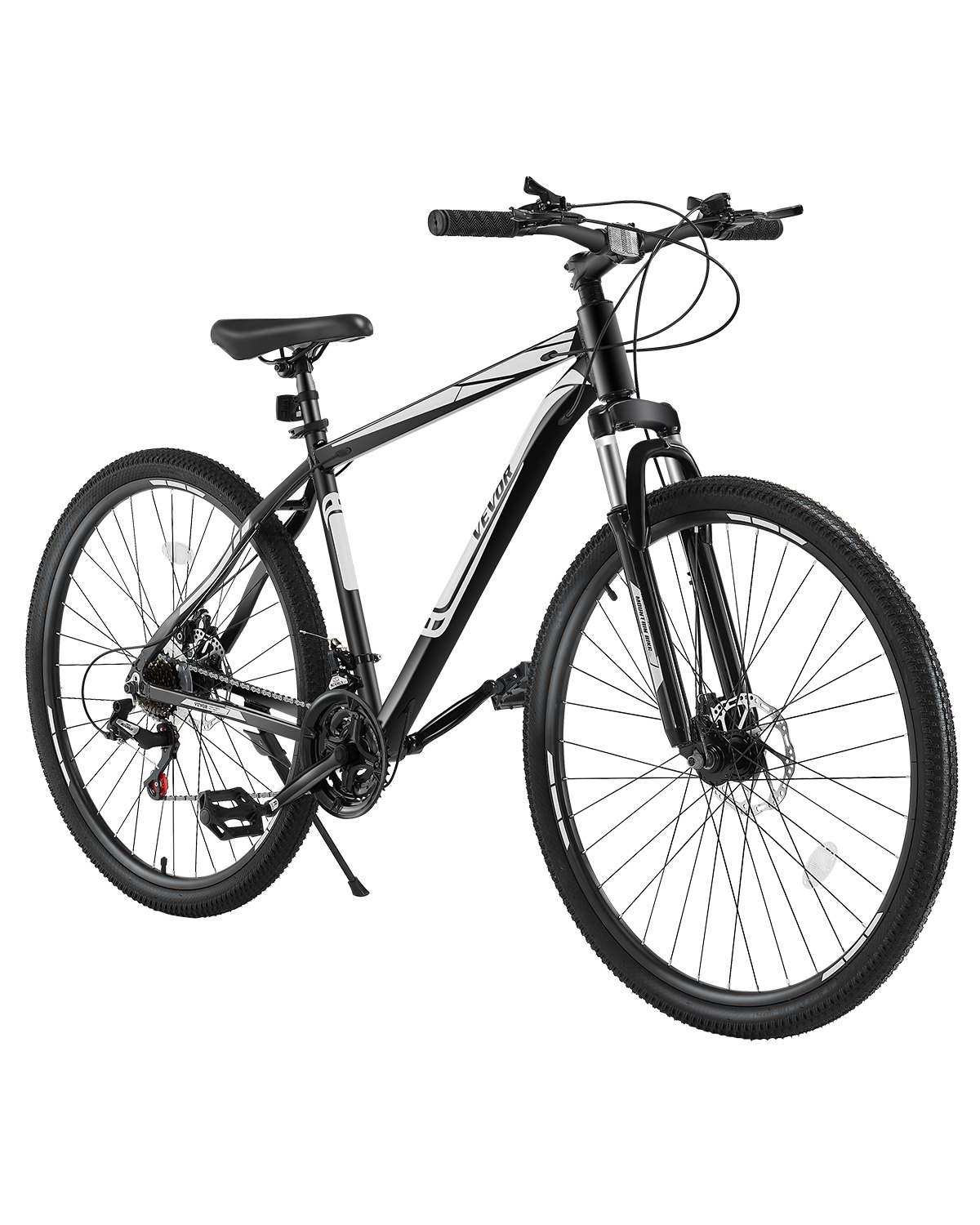 VEVOR Mountain Bike, 29 inch MTB Bicycle with Front Suspension, 21 Speeds SHIMANO Twist Shifting, Comfort Saddle, Dual Disc Brakes, Aluminum Alloy Frame, Adult Sport Cycling Bicycle for Men Women Trail Snow