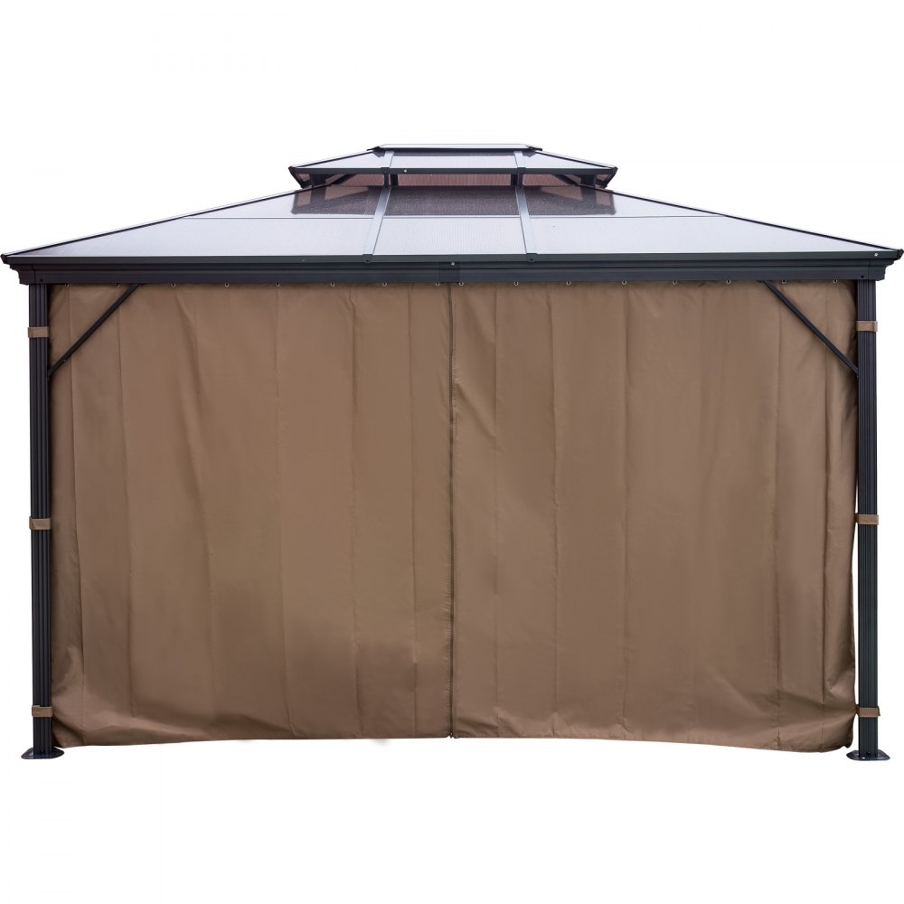 VEVOR Patio Gazebo 10x10ft Hardtop Gazebo Gazebo med myggnetting Utendørs Gazebo Terrassetelt Hage Vinder Erstatning Baldakin Dobbeltlags tak Baldakin Lysthus For Uteplasser Hage Hjem Plen Brun