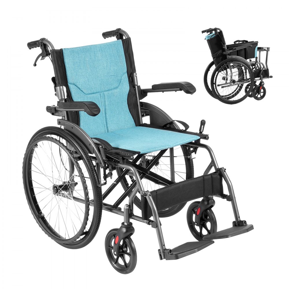 VEVOR Wheelchair Aluminum Alloy Ultra-Lightweight 18-In Wide Seat 250lbs