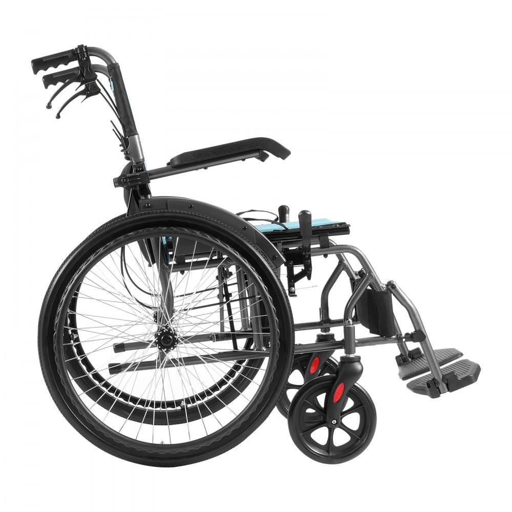 VEVOR Wheelchair, Durable Aluminum Alloy Ultra-Lightweight Wheelchairs, Portable Wheelchair with Flip-Back Desk-Length Arms, 3-Position Adjustable Footrests, 18-Inch Wide Seat, 250lbs Weight Capacity