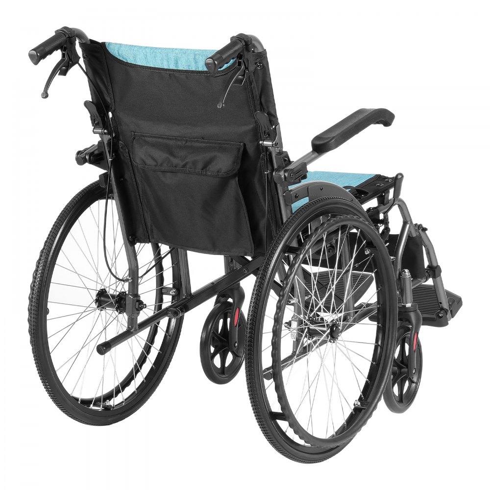 VEVOR Wheelchair, Durable Aluminum Alloy Ultra-Lightweight Wheelchairs, Portable Wheelchair with Flip-Back Desk-Length Arms, 3-Position Adjustable Footrests, 18-Inch Wide Seat, 250lbs Weight Capacity