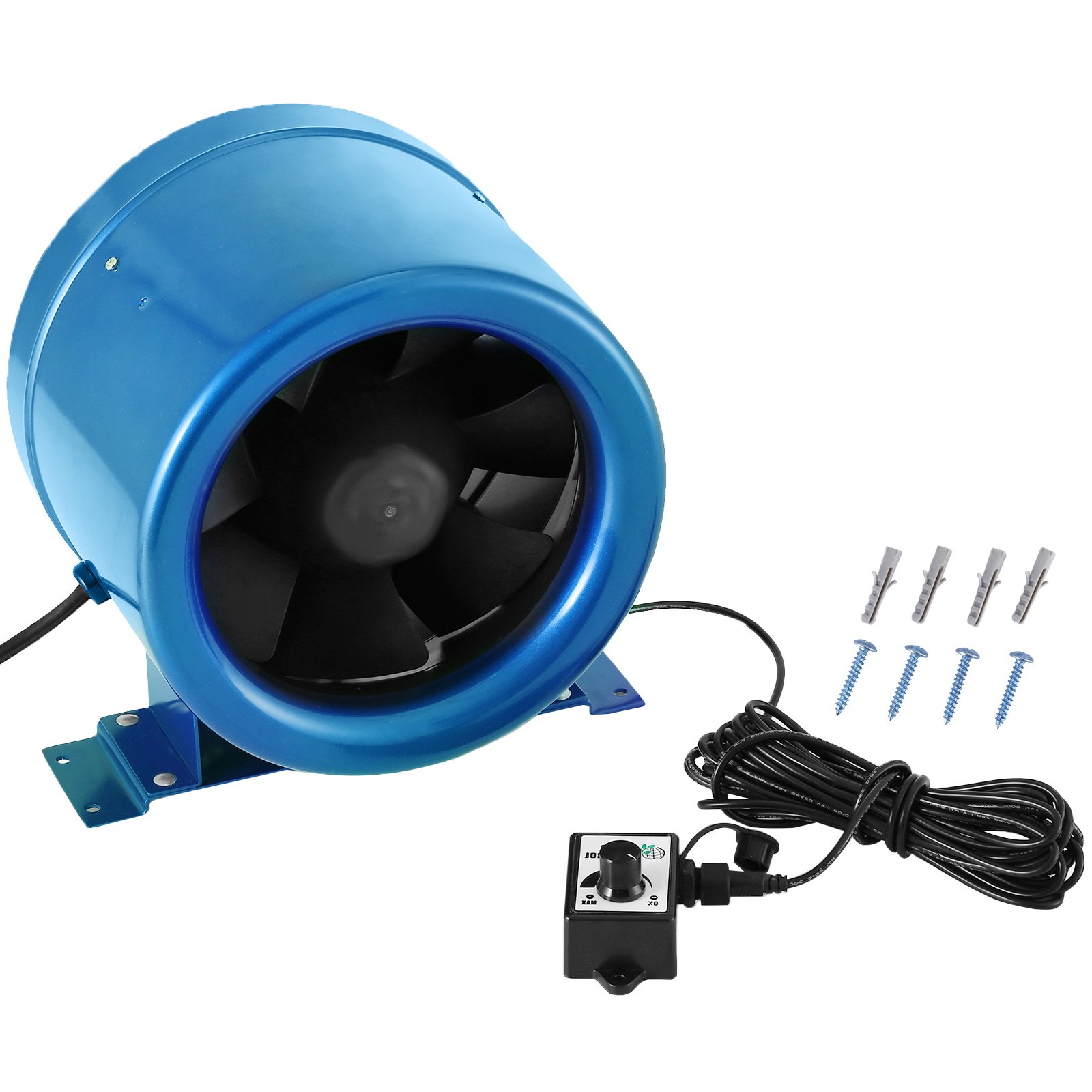 VEVOR 10" 250mm Inline Duct Fan w/Speed Controller Exhaust Blower Extractor Fume Ventilation