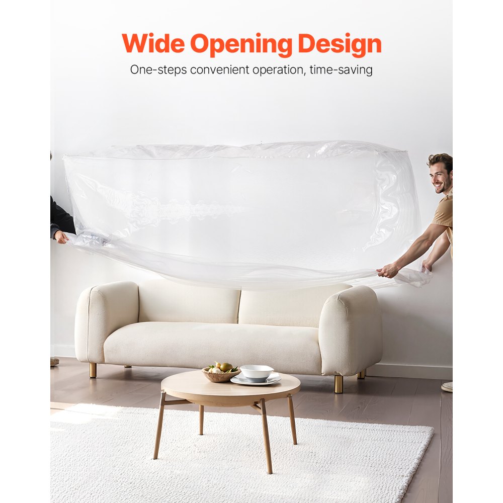 Funda de sofá de plástico VEVOR, 4 milésimas de grosor, funda de sofá transparente resistente con diseño de apertura amplia, resistente al desgaste e impermeable, 233 x 157 x 107 cm