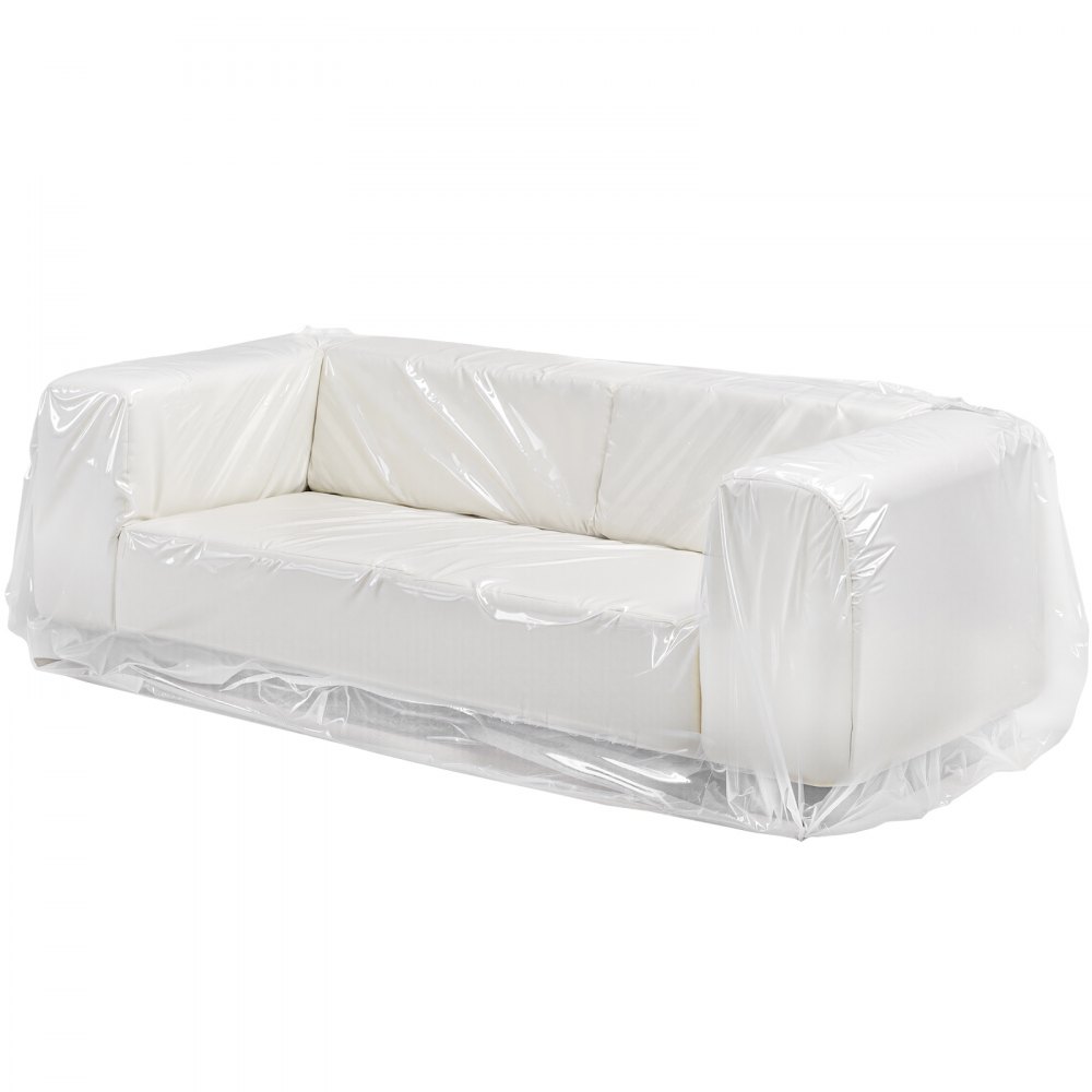 Funda de sofá de plástico VEVOR, 4 milésimas de grosor, funda de sofá transparente resistente con diseño de apertura amplia, resistente al desgaste e impermeable, 233 x 157 x 107 cm