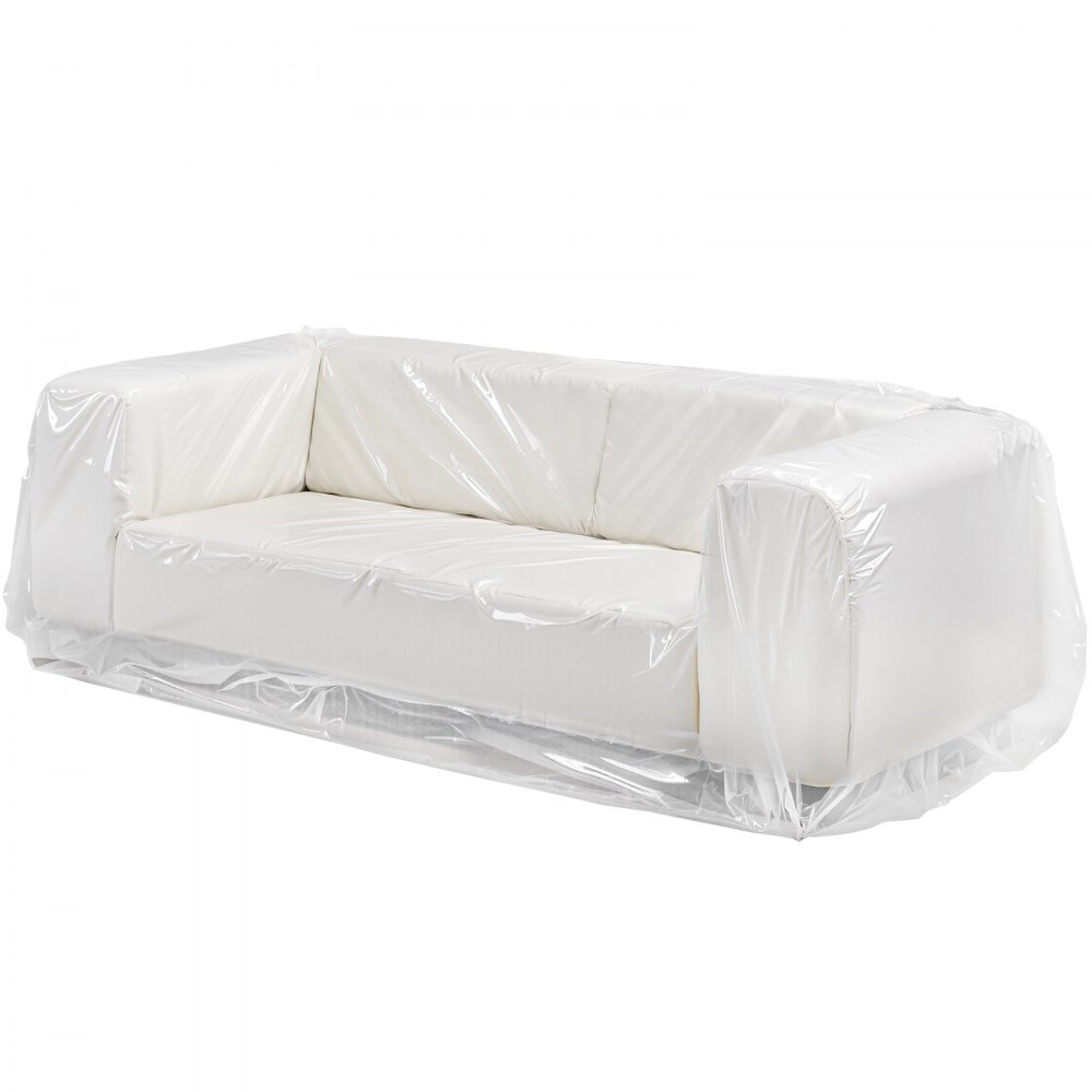 Funda de sofá de plástico VEVOR, 4 milésimas de grosor, funda de sofá transparente resistente con diseño de apertura amplia, resistente al desgaste e impermeable, 233 x 157 x 107 cm