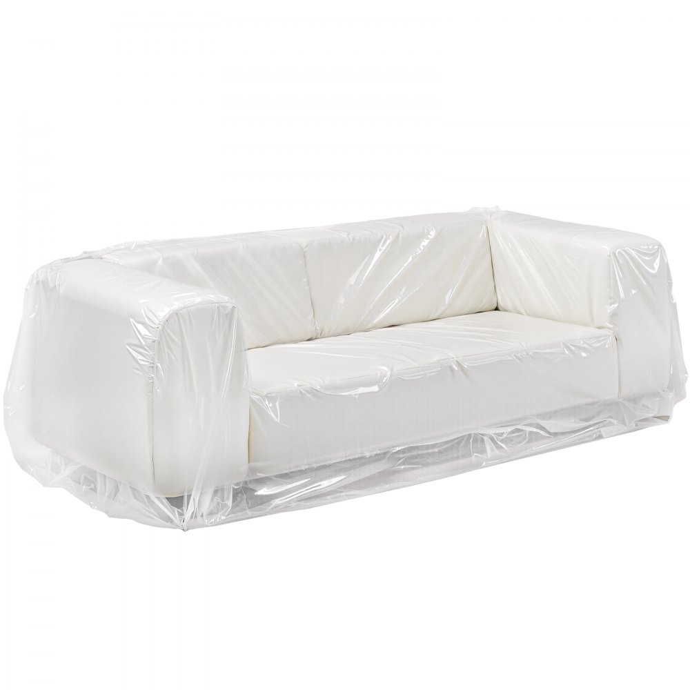 Funda de sofá de plástico VEVOR, 4 milésimas de grosor, funda de sofá transparente resistente con diseño de apertura amplia, resistente al desgaste e impermeable, 233 x 157 x 107 cm