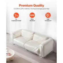 Plastic Couch Cover 4 Mil Clear Thicker Couch Cover for Moving 92 x 62 x 42 inch