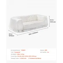 Plastic Couch Cover 4 Mil Clear Thicker Couch Cover for Moving 92 x 62 x 42 inch