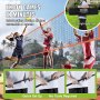 Rede de vôlei de 4 vias VEVOR, conjunto de rede de badminton de altura ajustável para gramado de praia de quintal, rede de vôlei portátil ao ar livre com bolsa de transporte, conjunto de jogos de montagem rápida de 4 quadrados para crianças e adultos