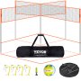 VEVOR 4-Way Volleyball Net, Adjustable Height Badminton Net Set for Backyard Beach Lawn, Outdoor Portable Volleyball Net with Carrying Bag, 4 Square Quick Assemble Game Set For Kids And Adults