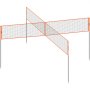 VEVOR 4-way volleyball net with orange borders and intersecting net sections.