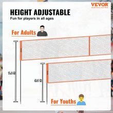 VEVOR 4-veis volleyballnett, justerbar høyde badmintonnettsett for hagestrandplen, utendørs bærbart volleyballnett med bæreveske, 4 kvadratisk hurtigmonteringsspillsett for barn og voksne