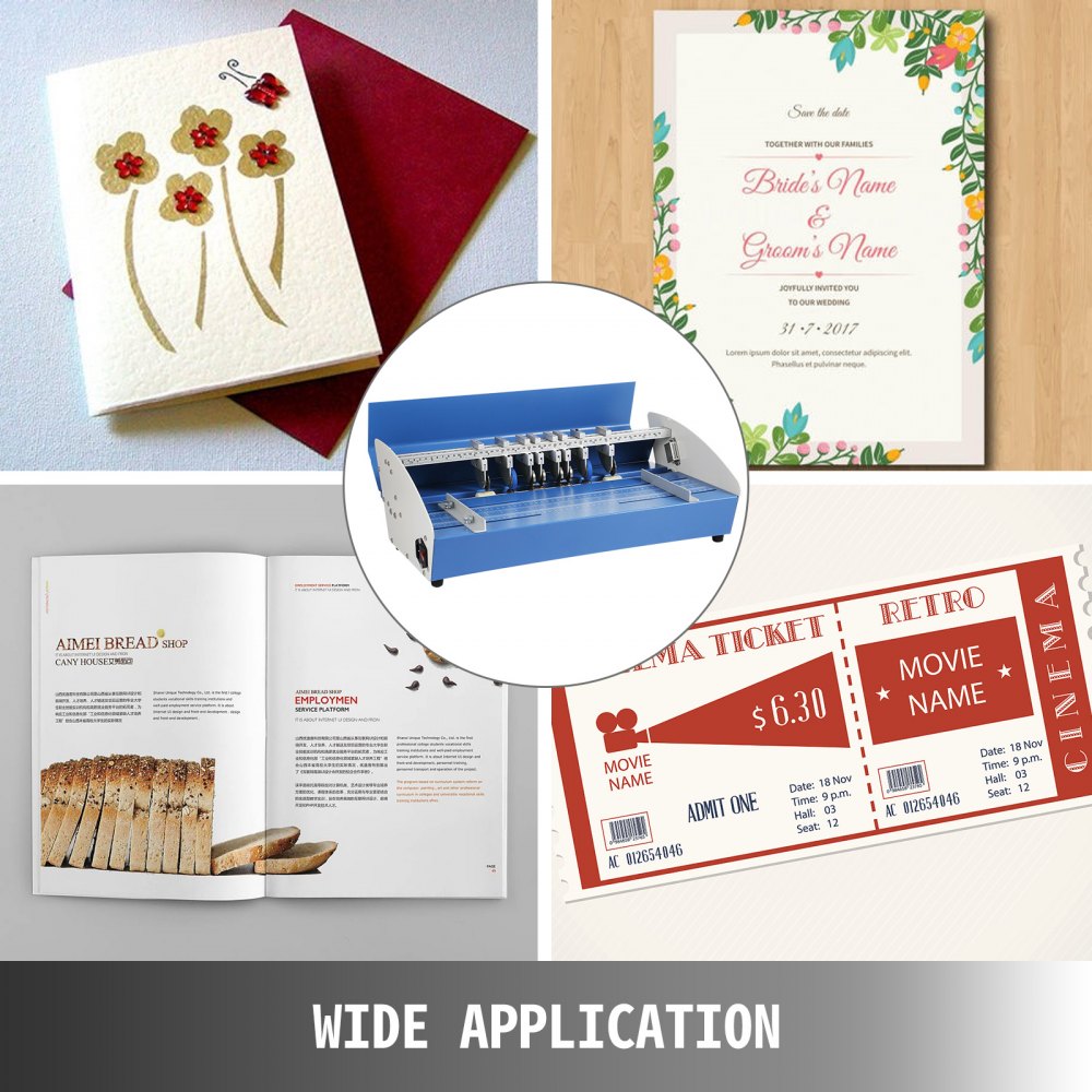 VEVOR 20,5" 520 mm elektrisk rillemaskine 3 i 1 papirrillemaskine perforering rillemaskine kraftig metal elektrisk rillemaskine til papir, kort, bogrillemaskine