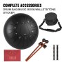 Steel Tongue Drum 11 Notes 10 inches Percussion Instrument with Bag, Book, Mallets, Finger Picks