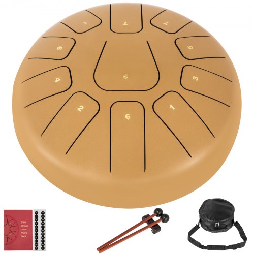 VEVOR Steel Tongue Drum 11 Notes 10 inches Percussion Instrument with Bag, Book, Mallets, Finger Picks