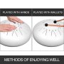 Steel Tongue Drum 11 Notes 10 inches Percussion Instrument with Bag, Book, Mallets